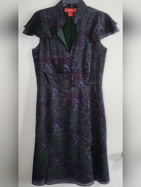 shanghai tang Silk Dress Size US12 Purple/green